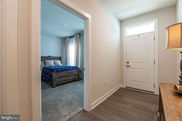 interior space with plenty of natural light and dark hardwood / wood-style flooring