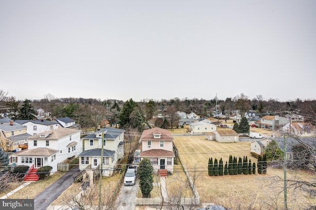 aerial view featuring a residential view