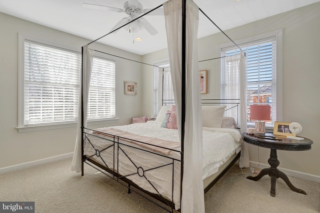 bedroom with carpet flooring and ceiling fan