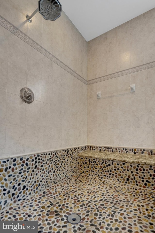 bathroom featuring a tile shower