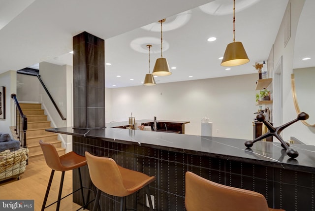 kitchen with light hardwood / wood-style flooring