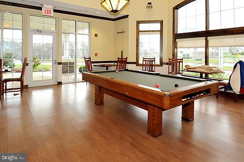 recreation room featuring plenty of natural light and wood-type flooring