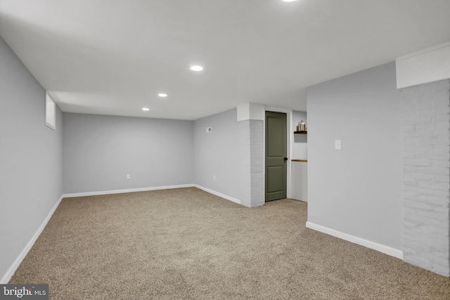 basement featuring carpet