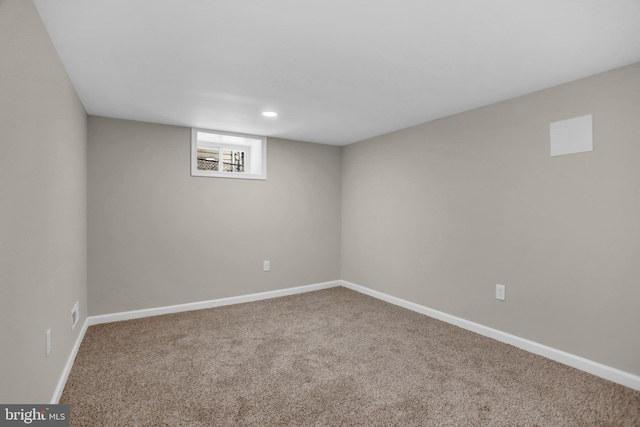 basement with carpet