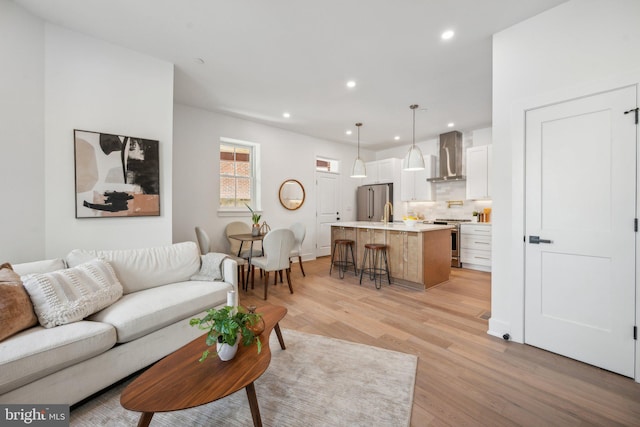 living room featuring light hardwood / wood-style flooring