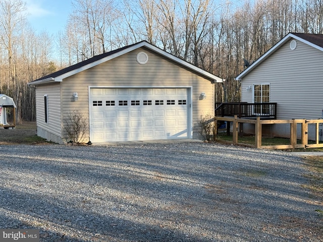 view of detached garage