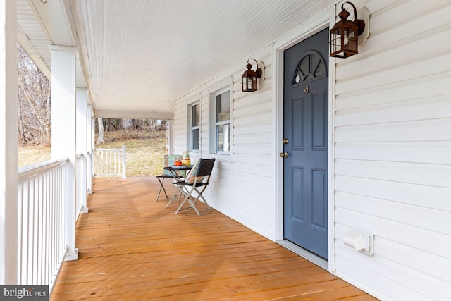 wooden deck with covered porch