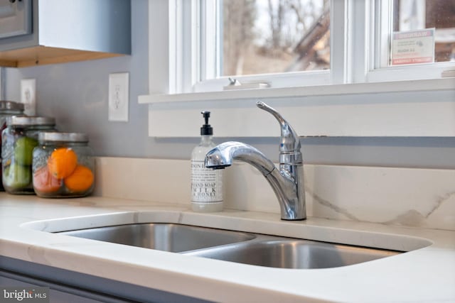 details featuring light countertops and a sink