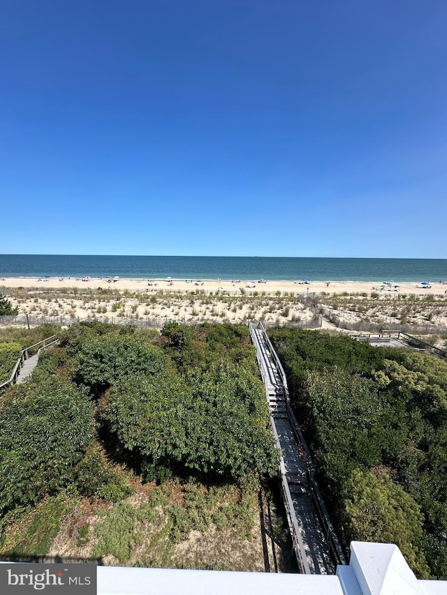 view of water feature featuring a view of the beach