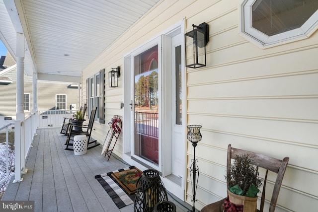 wooden deck with covered porch