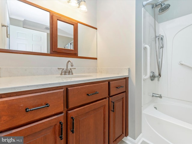 bathroom with vanity and shower / tub combination