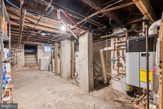 basement with water heater