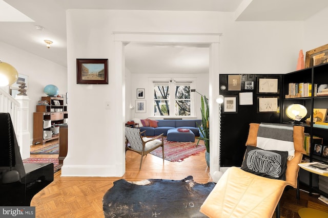 interior space featuring baseboards