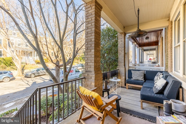 balcony featuring a porch