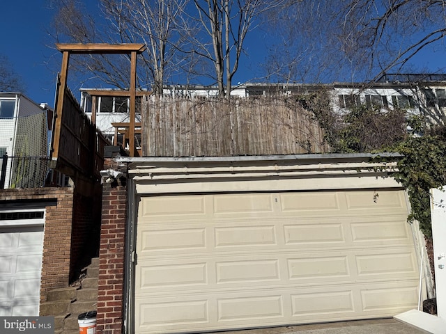 view of snow covered garage