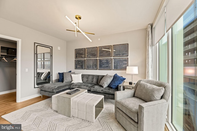 living room with light hardwood / wood-style floors