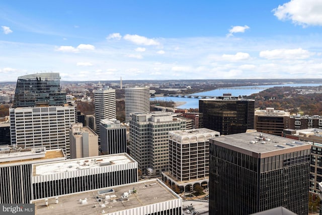 view of city with a water view