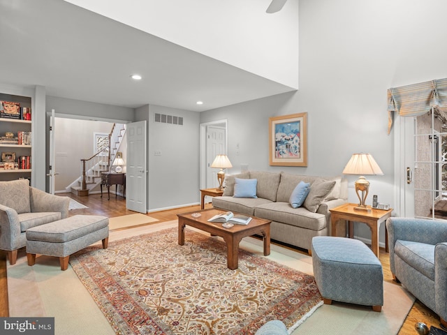 living room with light wood-type flooring