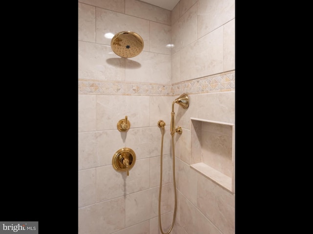 details with a tile shower