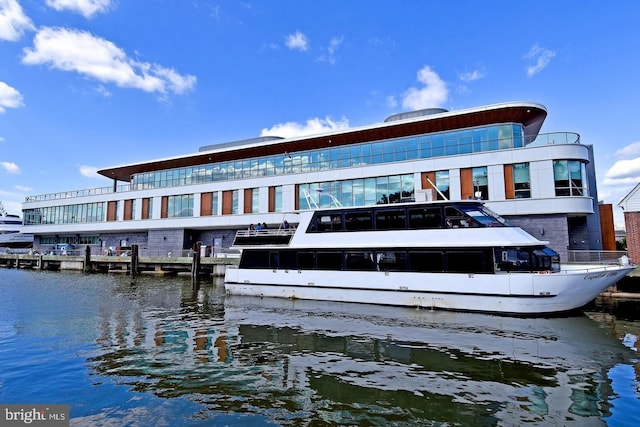 exterior space featuring a water view