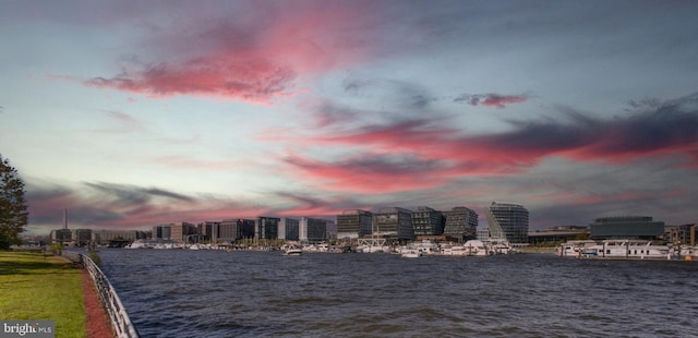 property view of water featuring a view of city