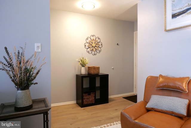 sitting room featuring light hardwood / wood-style flooring