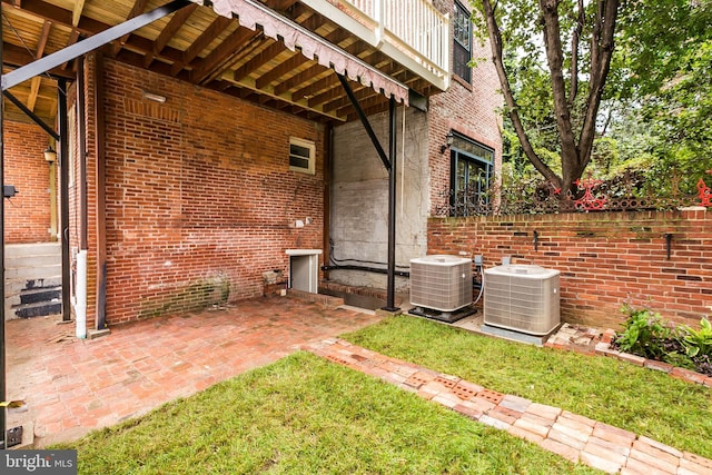 view of patio / terrace featuring central AC unit