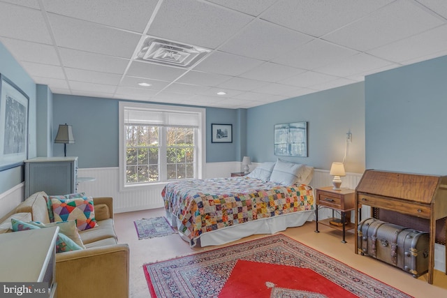 3 Ingram Bay Dr, Heathsville, VA 22473 - bedroom with visible vents, a paneled ceiling, and wainscoting