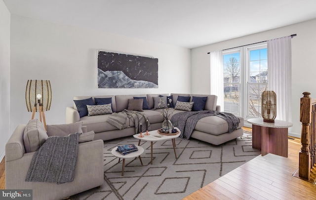 living room featuring light hardwood / wood-style floors