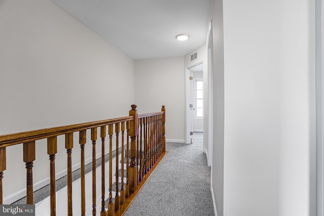 hallway with carpet floors