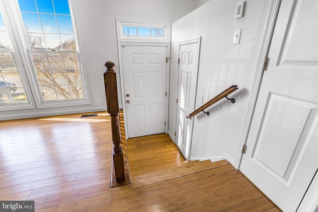 entryway featuring light hardwood / wood-style floors and a healthy amount of sunlight