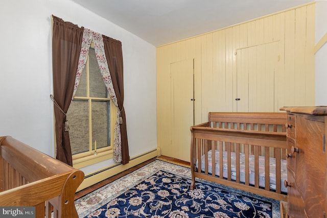 bedroom with baseboard heating