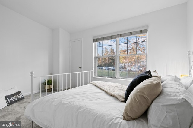 bedroom with carpet flooring and baseboards