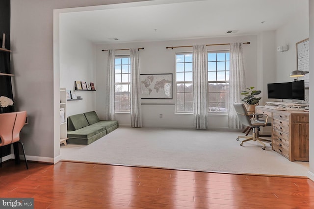 office area featuring hardwood / wood-style floors