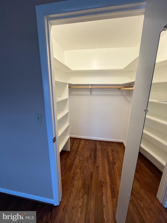 spacious closet with wood finished floors