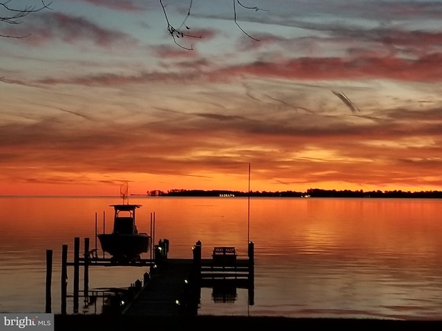 view of dock featuring a water view