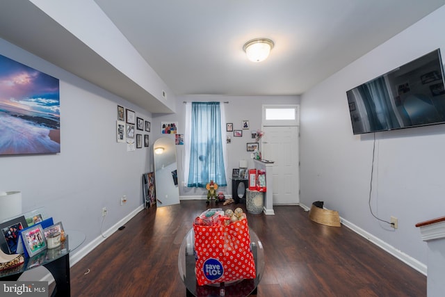 playroom featuring dark hardwood / wood-style flooring