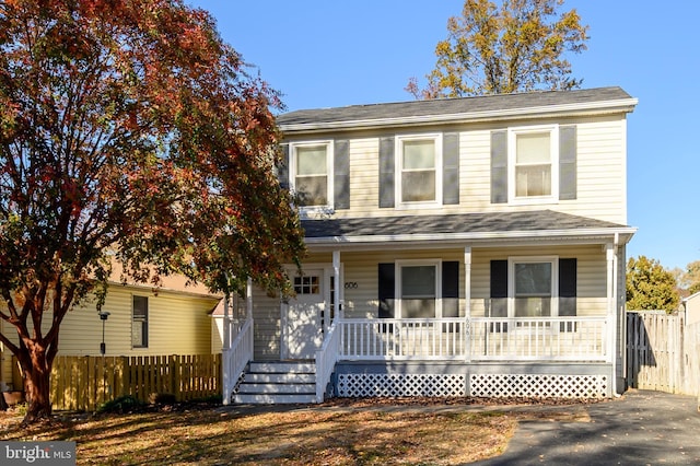 view of front facade featuring covered porch