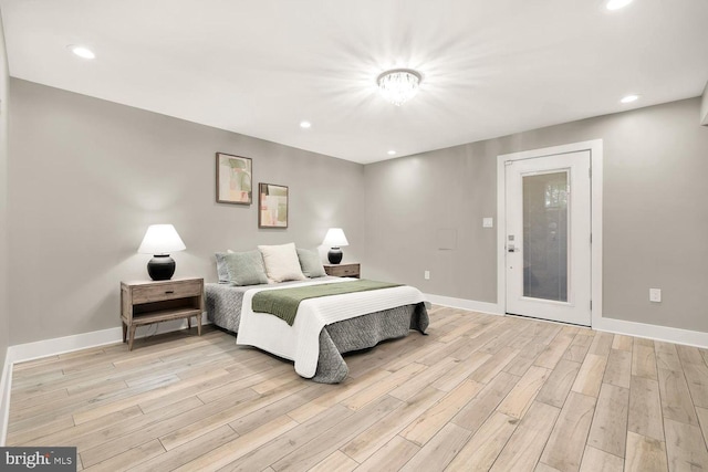 bedroom featuring light hardwood / wood-style floors