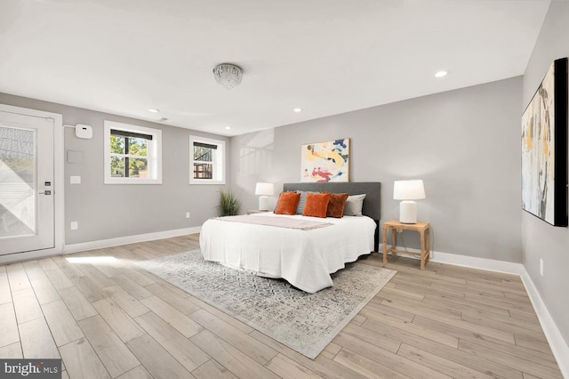 bedroom featuring light hardwood / wood-style flooring