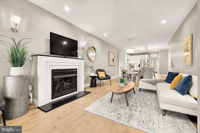 living room featuring light hardwood / wood-style floors