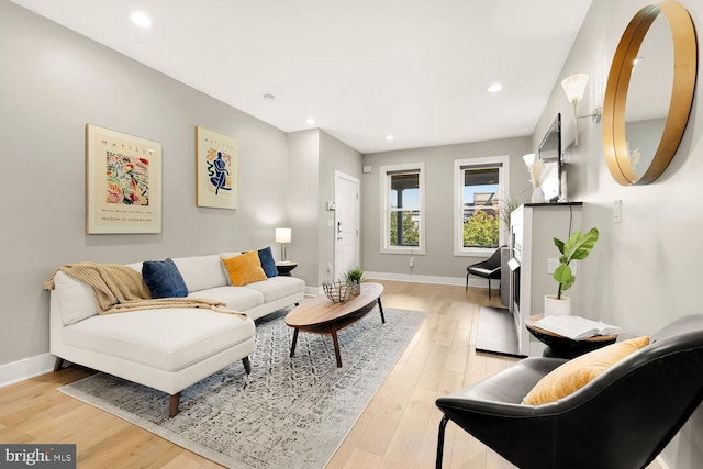 living room featuring light hardwood / wood-style floors