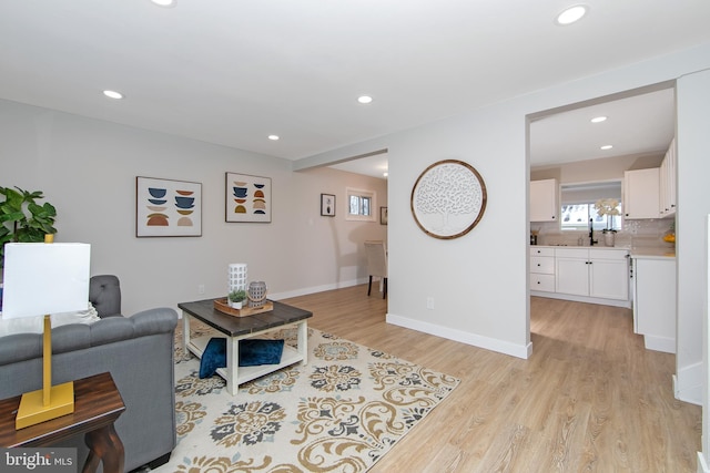 living room featuring light hardwood / wood-style floors