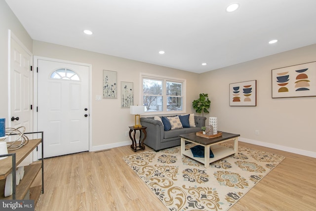 living room with light wood-type flooring