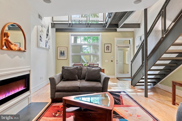 living room with hardwood / wood-style floors