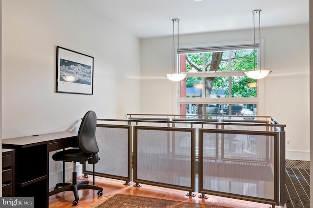 office space featuring wood-type flooring