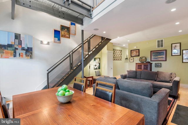 dining area with light wood-type flooring