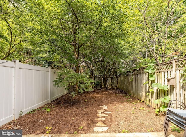 view of yard featuring a fenced backyard