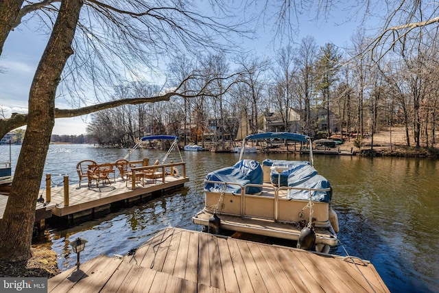 dock area featuring a water view