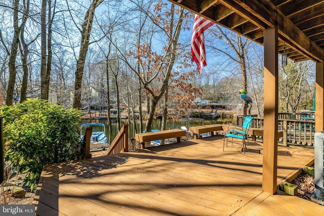 wooden terrace with a dock